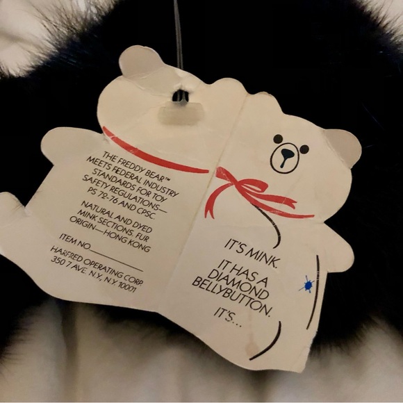 Mink Teddy Bear w/Diamond Belly Button EXCELLENT VINTAGE CONDITION!